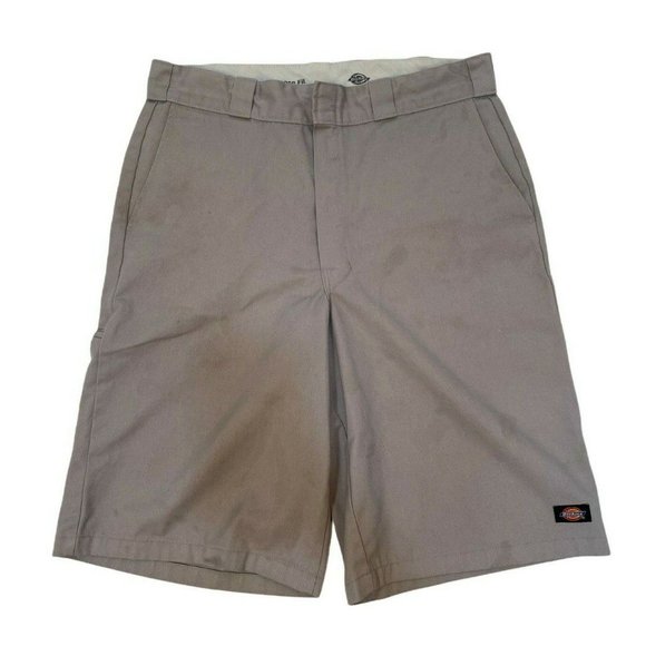Dickies Men's Khaki Flat Front Chino Loose Fit Multi Pocket Work Shorts 34x12 - Picture 1 of 12